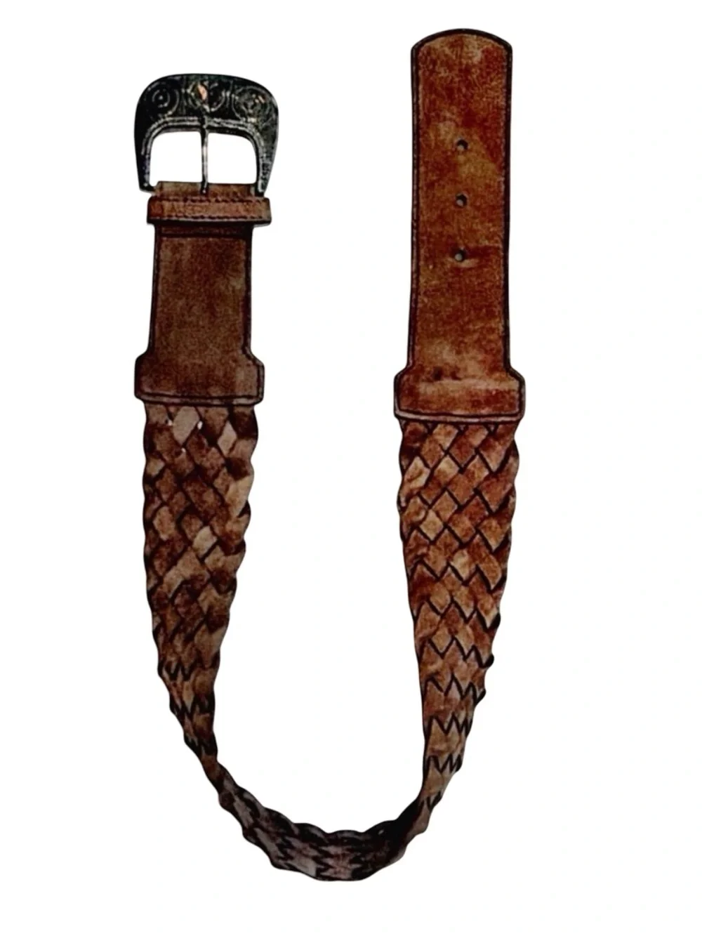 Vera Pelle Italian Braided Leather Belt | Brown | Woven | Genuine Leather